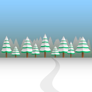 Kış arka plan vektör manzara orman ile