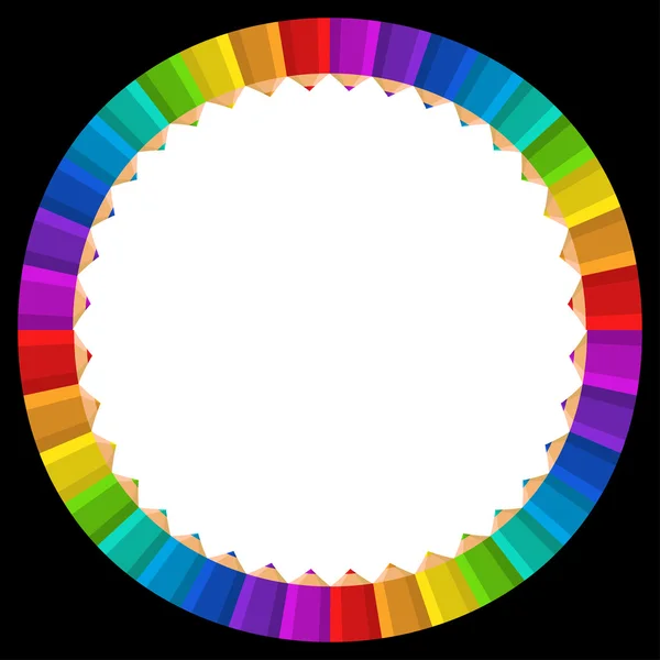 Colorful rainbow pencil frame vector — Stock Vector
