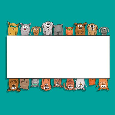 Kediler ve köpekler - şablon metin için arka plan /. Vektör çizim.