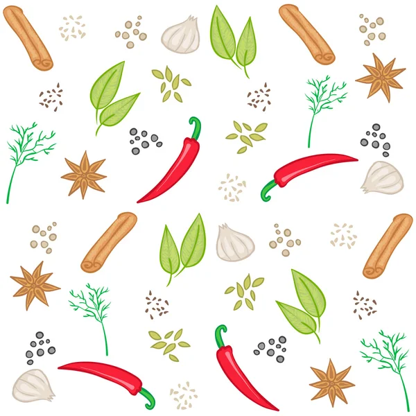Vector pattern with spices, vector food background — Stock Vector