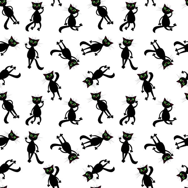 Zwarte katten naadloze patroon — Stockvector