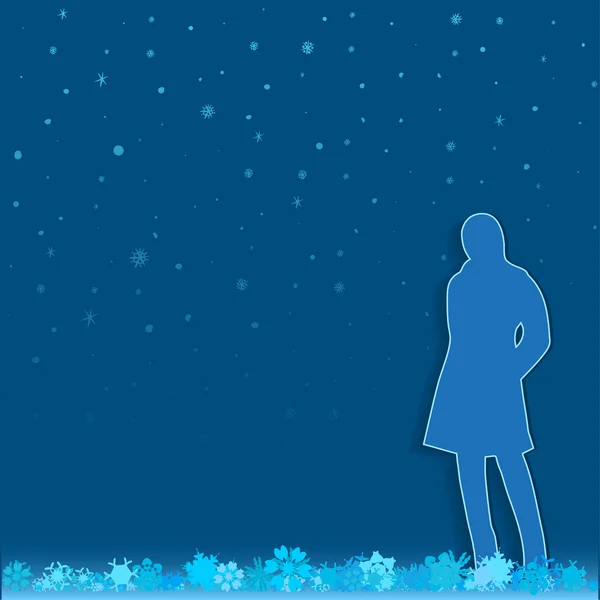 Žena s sněhové vločky, vektorové pozadí — Stockový vektor