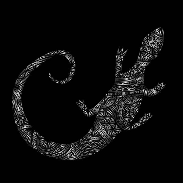 Lagarto o camaleón plateado o metálico — Vector de stock