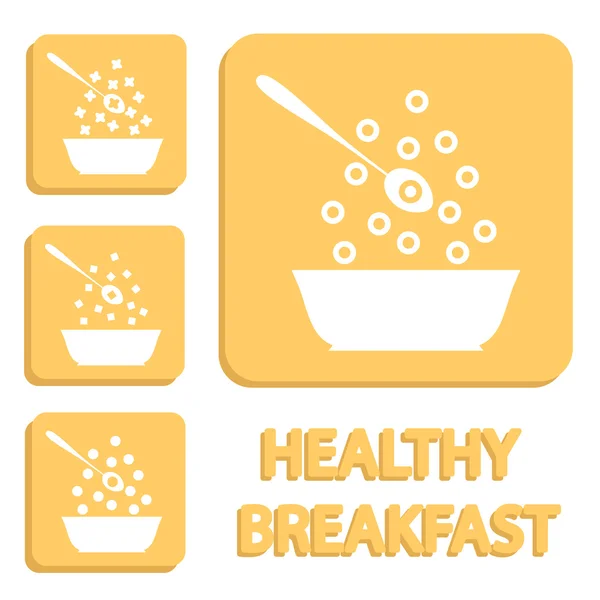 Breakfast cereals or snacks - vector healthy food icons. — Stock Vector