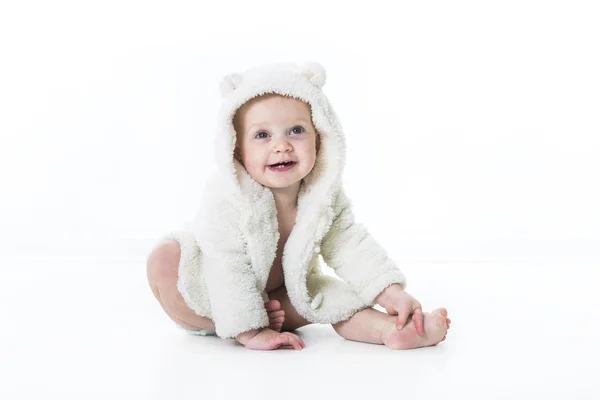 Baby blöja flicka isolerad på vit bakgrund — Stockfoto