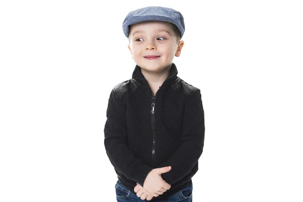 Dziecko ładny portret na białym kapeluszu — Zdjęcie stockowe