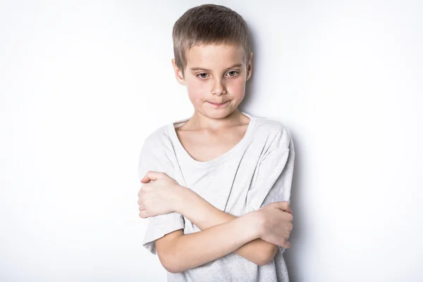 Stressed sad boy on studio — Stock Photo, Image