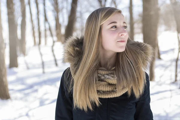 Aantrekkelijke jonge vrouw in de winter outdoor — Stockfoto