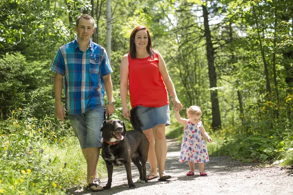 Familie mit niedlichen Baby-Mädchen Natur im Wald — Stockfoto