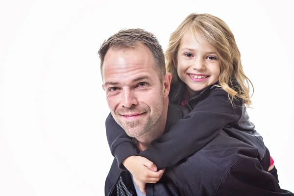 Papa dochtertje, geïsoleerd op wit — Stockfoto