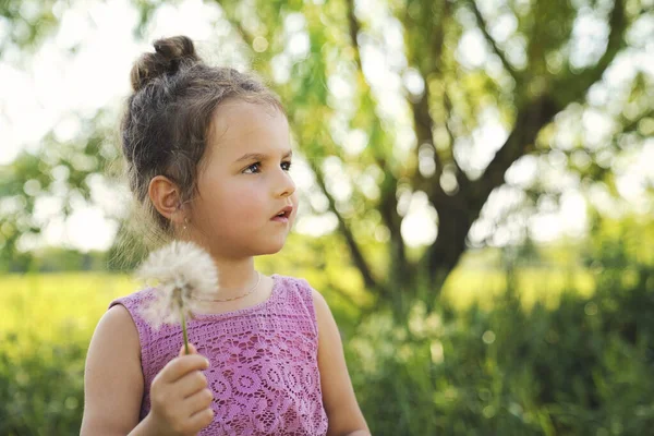 Portrait de trois ans fille dans la nature par une journée ensoleillée — Photo