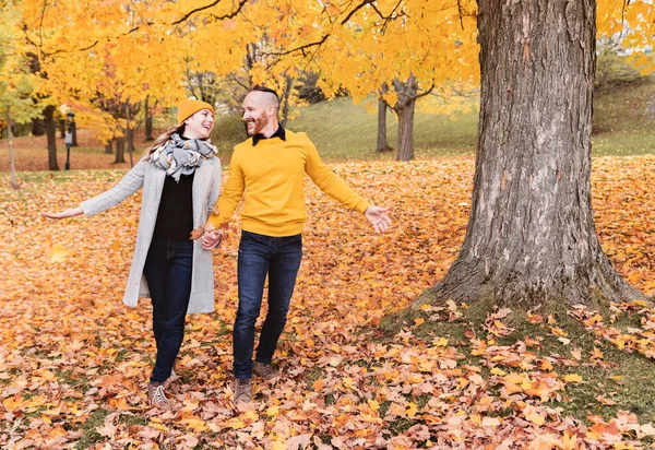 Miła para w jesiennym parku — Zdjęcie stockowe