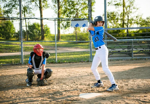 Group of baseball players play together on the playground — Stock Photo, Image