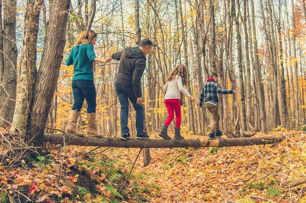 Portrait d'une jeune famille dans le parc d'automne — Photo