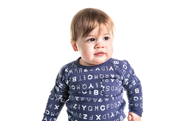 A One year old boy on studio white background — Stock Photo, Image