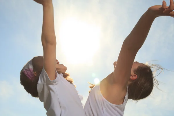 Two sister who having fun together outside — Stock Photo, Image