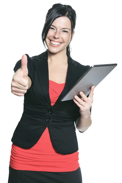 Una bella donna d'affari caucasica sorridente ritratto in studi — Foto Stock