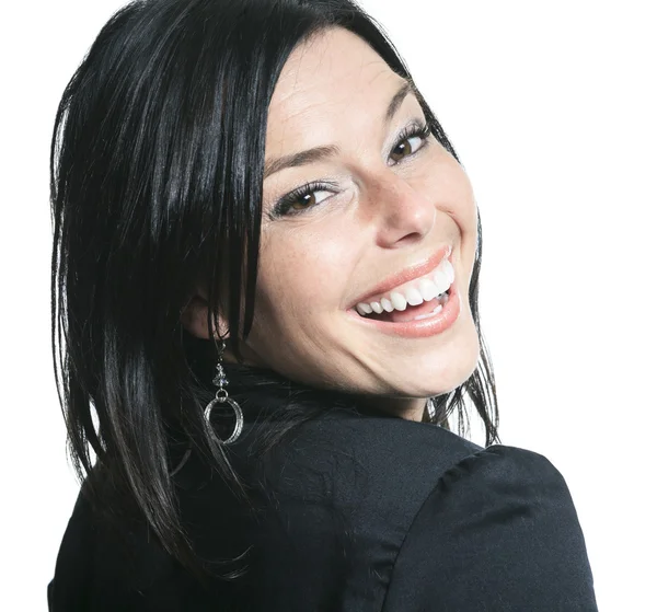 Ett vacker leende kaukasiska business kvinna porträtt i studi — Stockfoto