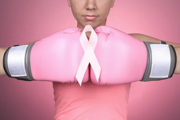 Lutte pour le cancer du sein symbole sur fond rose Images De Stock Libres De Droits