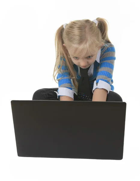 Smiley and pretty girl posing in studio against a white backgrou — Stock Photo, Image