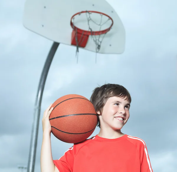 Young Boy In Basketball who having fun — Stock Photo, Image