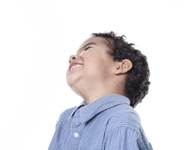 Portret van een schattige kleine Afro-Amerikaanse jongen, geïsoleerd op whit — Stockfoto