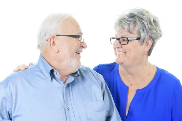 Happy senior couple in love. Isolated over white background — Stock Photo, Image