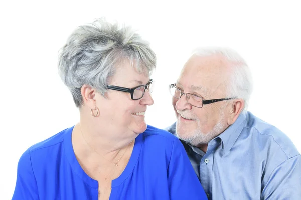 Happy senior couple in love. Isolated over white background — Stock Photo, Image