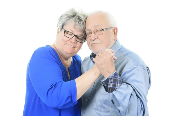 Happy senior couple in love. Isolated over white background — Stock Photo, Image