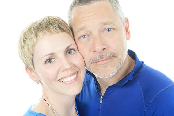 A Thoughtful couple hugging - isolated over white — Stock Photo, Image