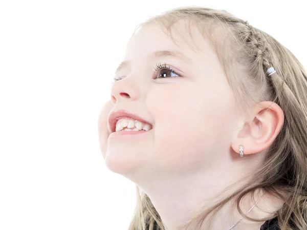 Laugh a little girl at the studio shooting — Stock Photo, Image