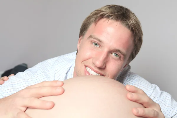 Terhes nő hasa, jövőben apja megjelenés — Stock Fotó