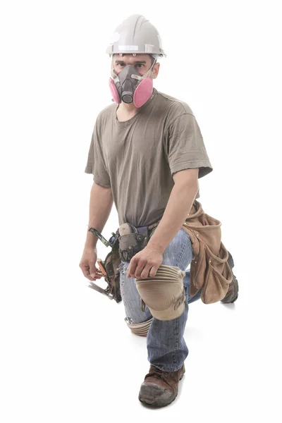 Un empleado de la construcción, un hombre sobre fondo blanco — Foto de Stock