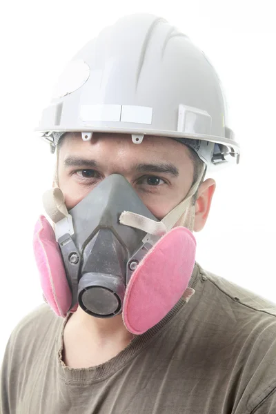 An construction employee, a man over white background — Stock Photo, Image