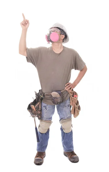 An construction employee, a man over white background — Stock Photo, Image