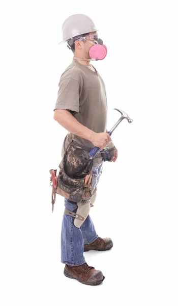 An construction employee, a man over white background — Stock Photo, Image