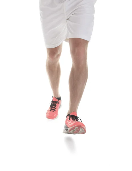 Portrait Of Young Man Jogging On White Background — Stock Photo, Image