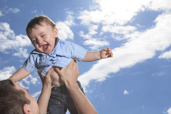 A Father and his son over the sky — Stock Photo, Image
