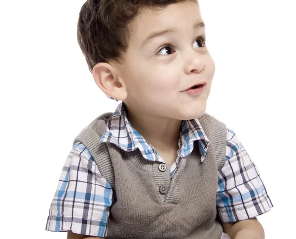 Um retrato de menino sobre fundo branco — Fotografia de Stock