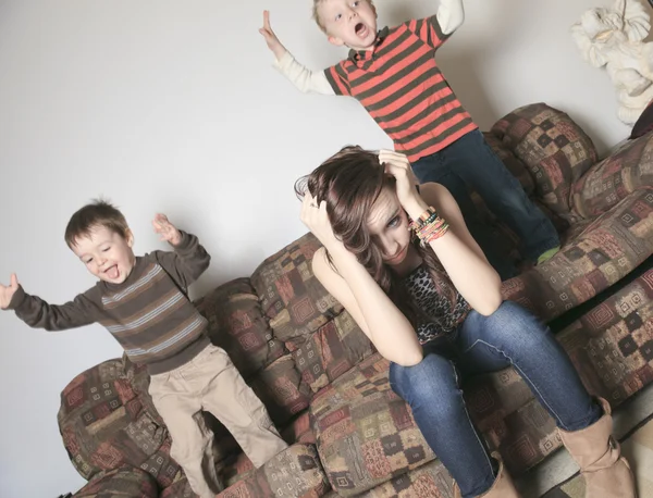 A teenager having Hard Time in the living room. — Stock Photo, Image