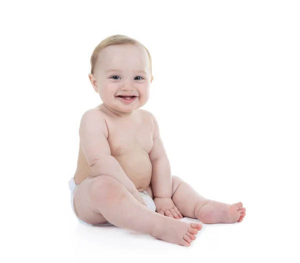 Un gentil petit garçon en studio fond blanc — Photo