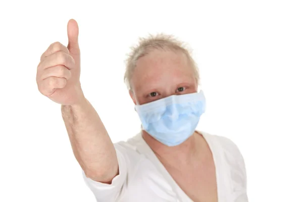 A chemotherapy woman wearing a medical mask. — Stock Photo, Image