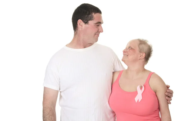 A great couple together to fight the breast cancer. — Stock Photo, Image