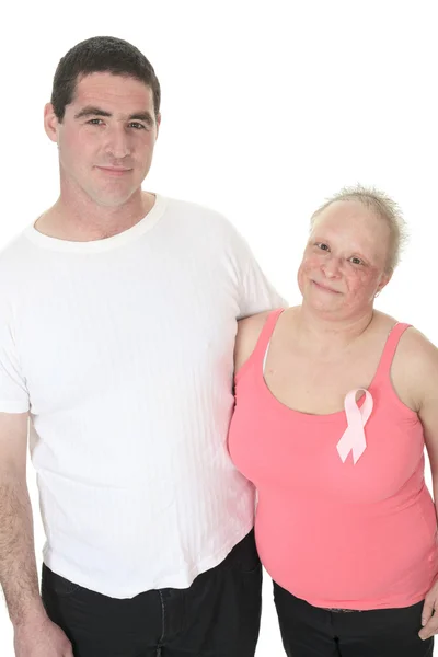 A great couple together to fight the breast cancer. — Stock Photo, Image