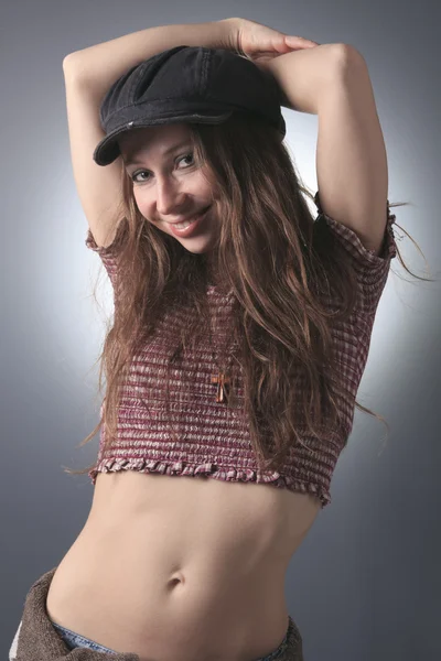 Adolescente chica bailando hip-hop serie de estudio — Foto de Stock