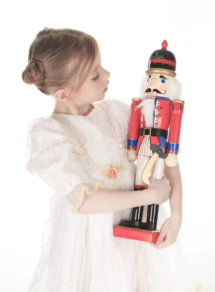 Baletka krásy který drží Louskáček — Stock fotografie
