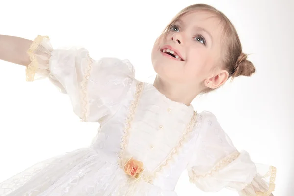 Ομορφιά μπαλαρίνα νεαρή κοπέλα πάνω από το λευκό φόντο — Φωτογραφία Αρχείου