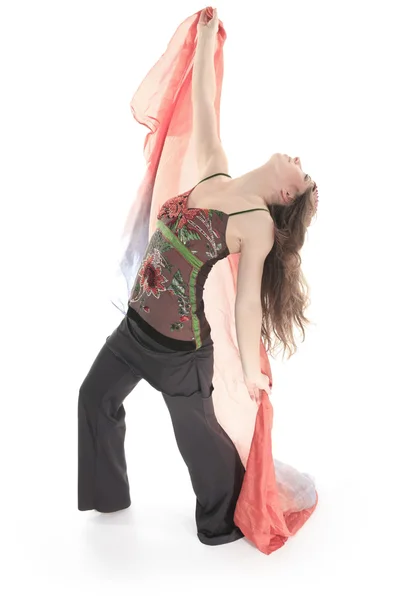 Uma dançarina do ventre sobre um fundo branco — Fotografia de Stock