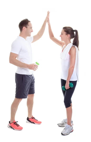 Two training adult in studio white ackground — Stock Photo, Image