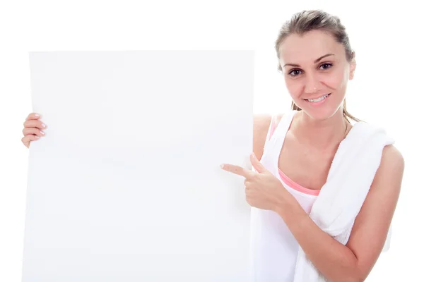 Een Fitness-vrouw voor een witte achtergrond — Stockfoto